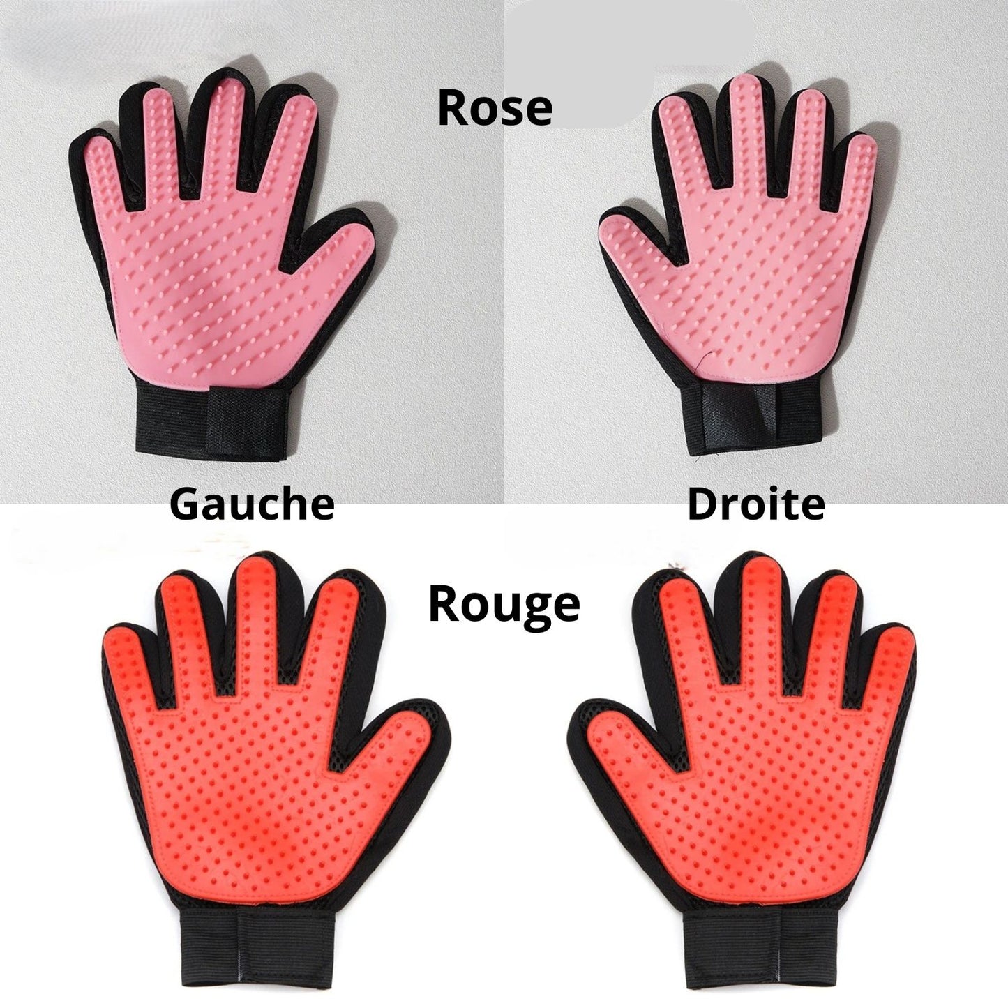 brosse pour chat rose rouge main droite main gauche