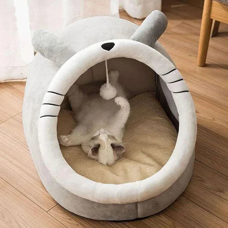 niche pour chat cocon gris