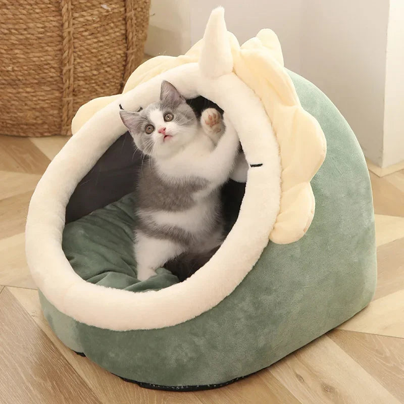 niche pour chat verte dinosaure